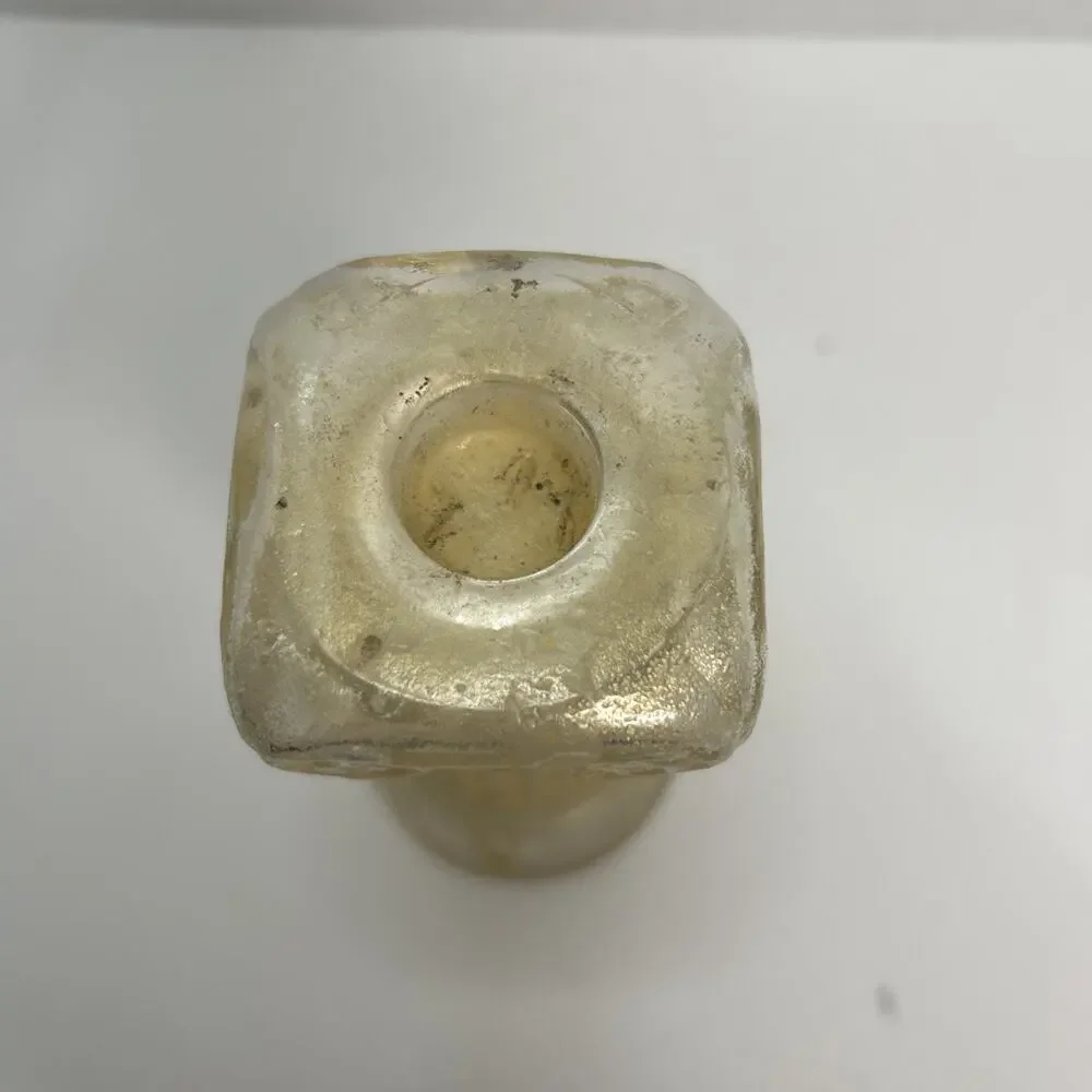 Vtg Gold Frosted Clear Glass Ionic Neo-Classical Greek Roman Column Candlestick